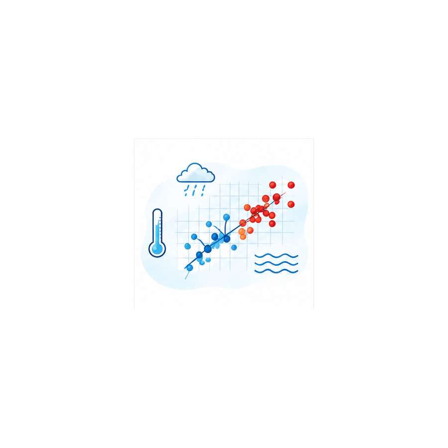 Editorial illustration of climate phenomena and extremes