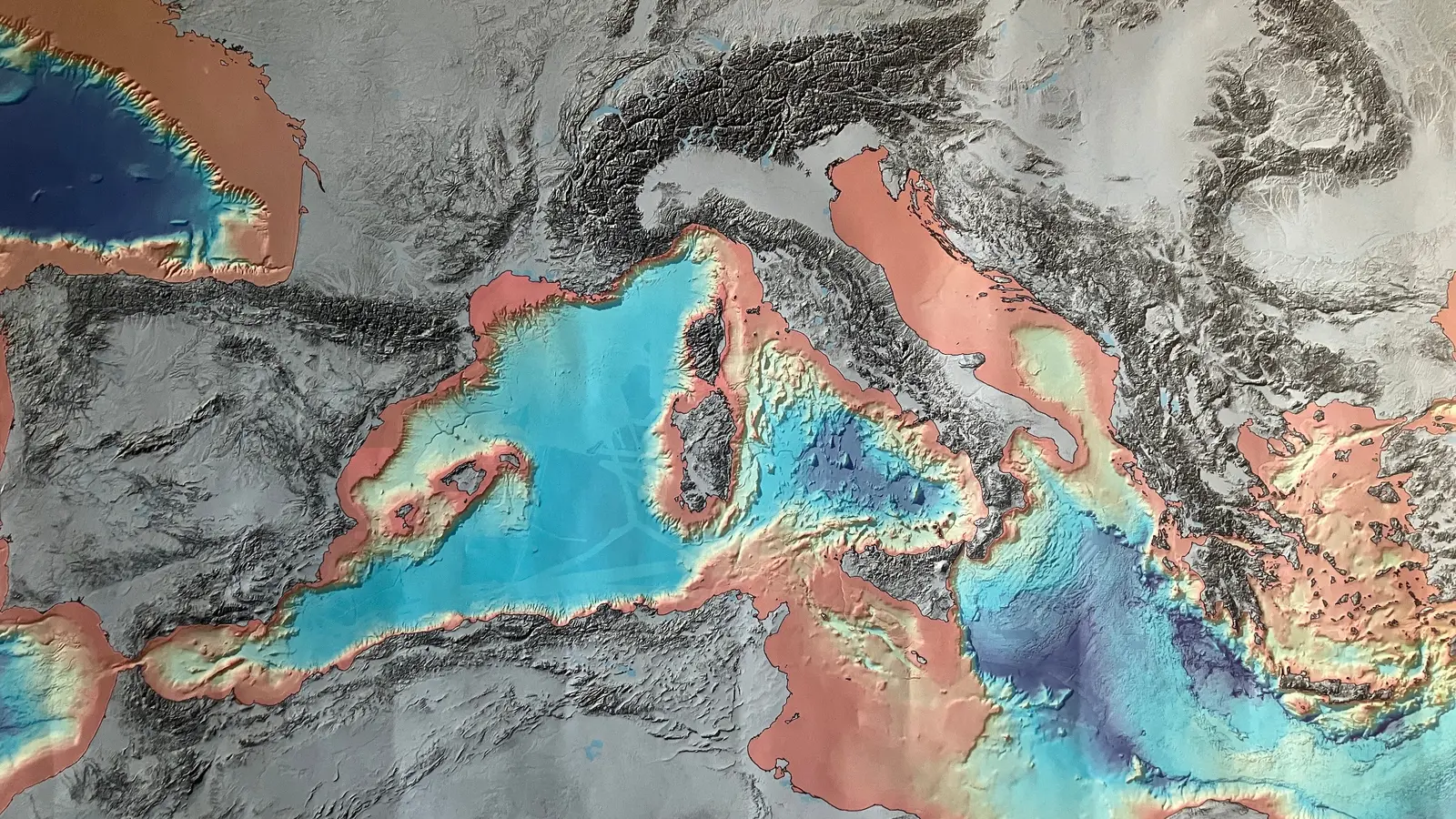 Bathymetric map of the Mediterranean Sea